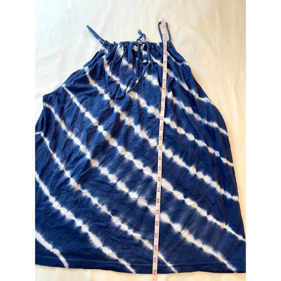 Chaps Denim Womens Tie Dye Halter Blouse Top Sleeveless Blue White Size Large - Picture 5 of 10